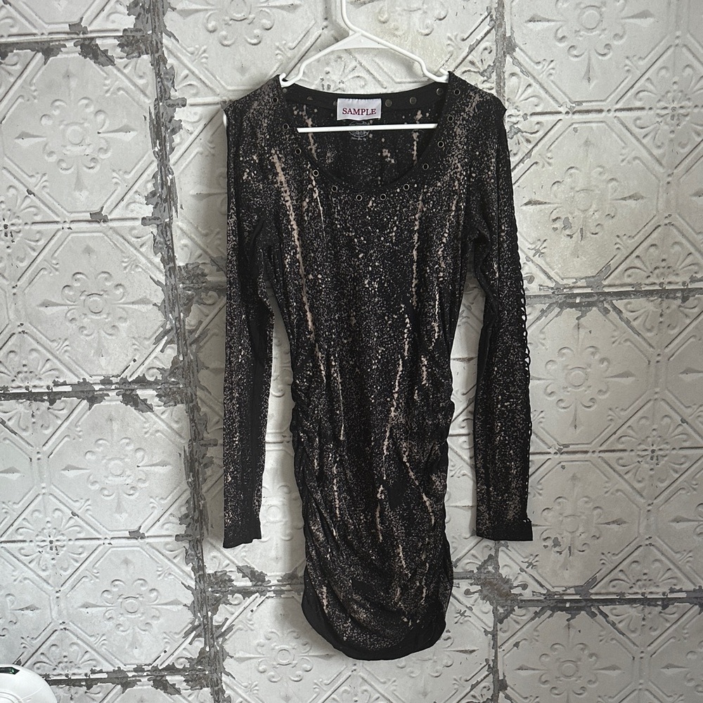 Cowgirl tuff Black and tie dye rucched mini  Dress